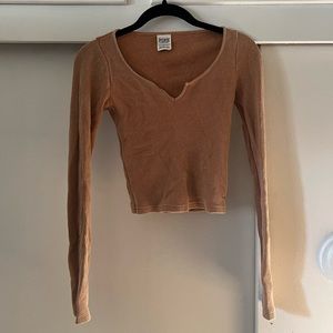 PINK waffle crop top size XS